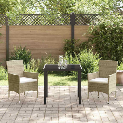 Trädgårdsmöbelset med kudde 3 pcs Beige konstrotting