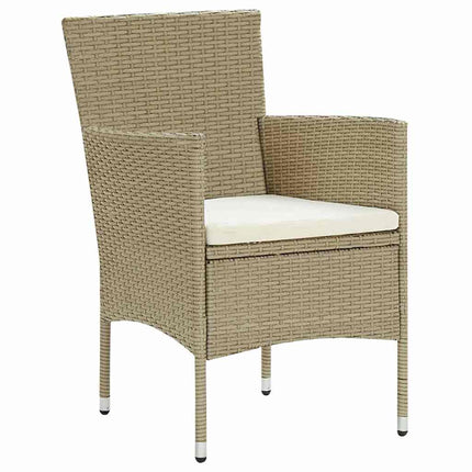 Trädgårdsmöbelset med kudde 5 pcs Beige konstrotting
