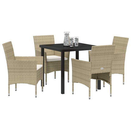 Trädgårdsmöbelset med kudde 5 pcs Beige konstrotting