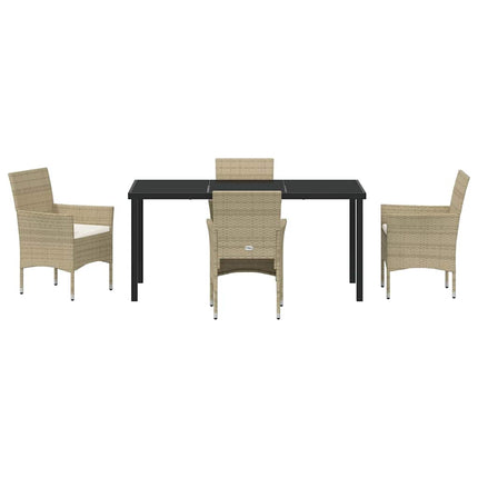Trädgårdsmöbelset med kudde 5 pcs Beige konstrotting