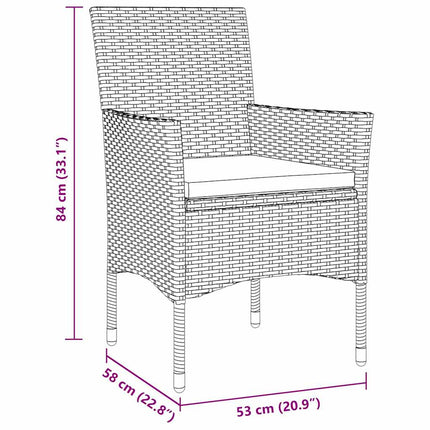 Trädgårdsmöbelset med kudde 5 pcs Beige konstrotting