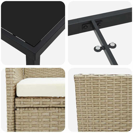 Trädgårdsmöbelset med kudde 9 pcs Beige konstrotting