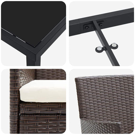 Trädgårdsmöbelset med kudde 5 pcs Brun konstrotting