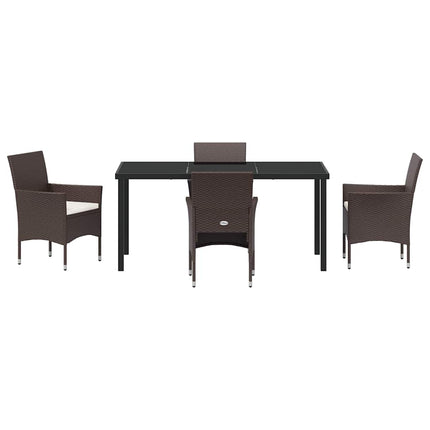 Trädgårdsmöbelset med kudde 5 pcs Brun konstrotting