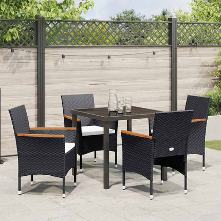 Trädgårdsmöbelset med kudde 5 pcs Svart konstrotting