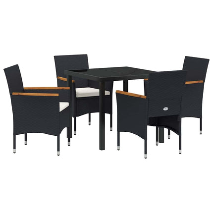 Trädgårdsmöbelset med kudde 5 pcs Svart konstrotting