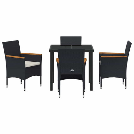 Trädgårdsmöbelset med kudde 5 pcs Svart konstrotting
