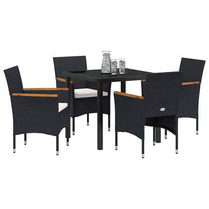 Trädgårdsmöbelset med kudde 5 pcs Svart konstrotting