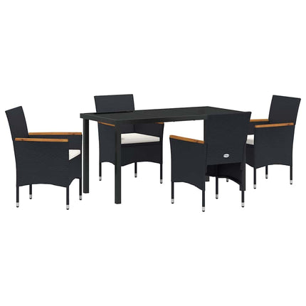 Trädgårdsmöbelset med kudde 5 pcs Svart konstrotting
