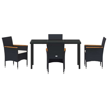 Trädgårdsmöbelset med kudde 5 pcs Svart konstrotting