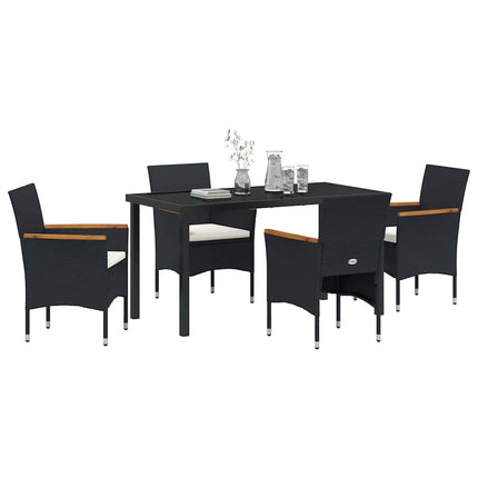 Trädgårdsmöbelset med kudde 5 pcs Svart konstrotting
