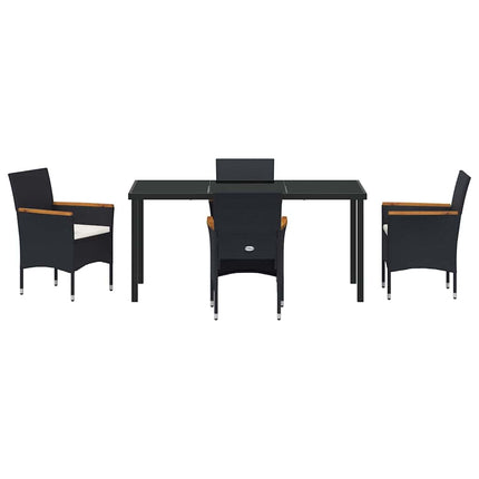 Trädgårdsmöbelset med kudde 5 pcs Svart konstrotting