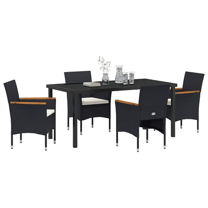 Trädgårdsmöbelset med kudde 5 pcs Svart konstrotting