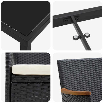 Trädgårdsmöbelset med kudde 9 pcs Svart konstrotting