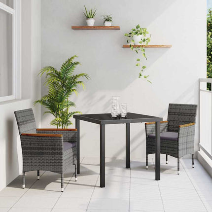 Trädgårdsmöbelset med kudde 3 pcs Grå konstrotting