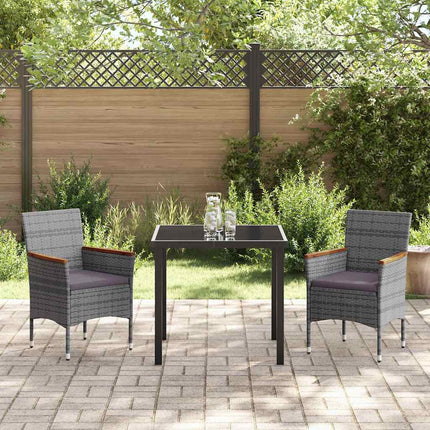 Trädgårdsmöbelset med kudde 3 pcs Grå konstrotting