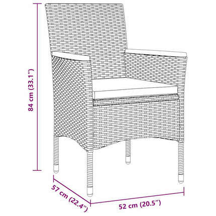 Trädgårdsmöbelset med kudde 3 pcs Grå konstrotting