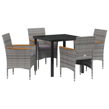 Trädgårdsmöbelset med kudde 5 pcs Grå konstrotting