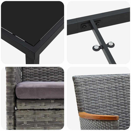 Trädgårdsmöbelset med kudde 7 pcs Grå konstrotting