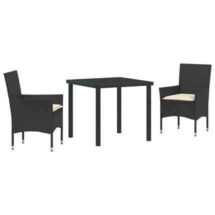 Trädgårdsmöbelset med kudde 3 pcs Svart konstrotting