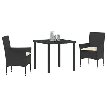 Trädgårdsmöbelset med kudde 3 pcs Svart konstrotting