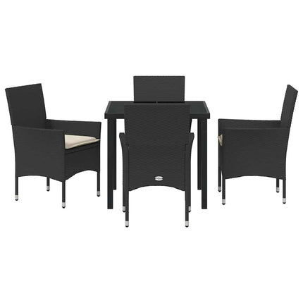 Trädgårdsmöbelset med kudde 5 pcs Svart konstrotting