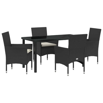Trädgårdsmöbelset med kudde 5 pcs Svart konstrotting
