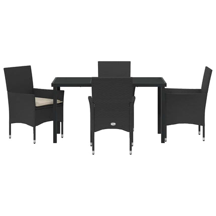 Trädgårdsmöbelset med kudde 5 pcs Svart konstrotting