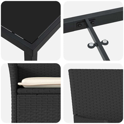 Trädgårdsmöbelset med kudde 5 pcs Svart konstrotting