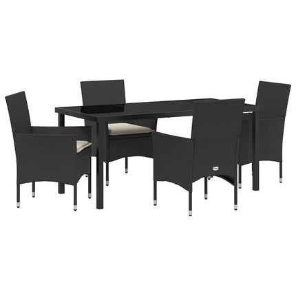 Trädgårdsmöbelset med kudde 5 pcs Svart konstrotting