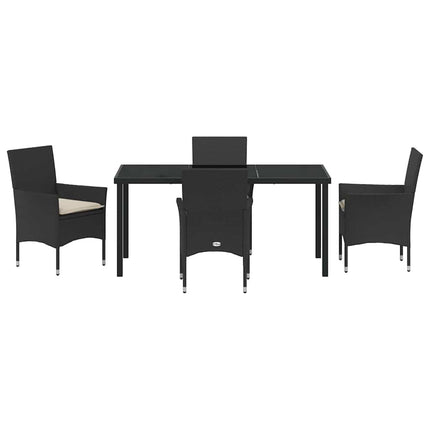 Trädgårdsmöbelset med kudde 5 pcs Svart konstrotting
