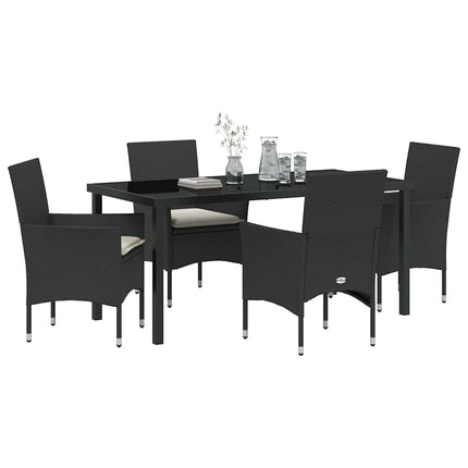 Trädgårdsmöbelset med kudde 5 pcs Svart konstrotting