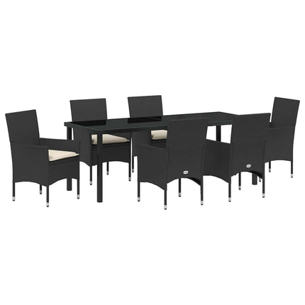 Trädgårdsmöbelset med kudde 7 pcs Svart konstrotting