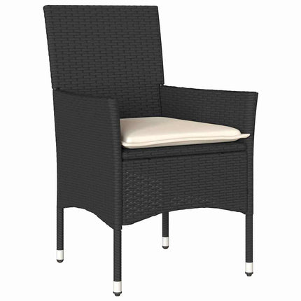 Trädgårdsmöbelset med kudde 9 pcs Svart konstrotting