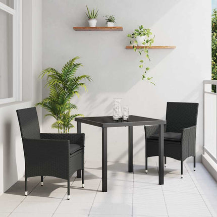 Trädgårdsmöbelset med kudde 3 pcs Svart konstrotting