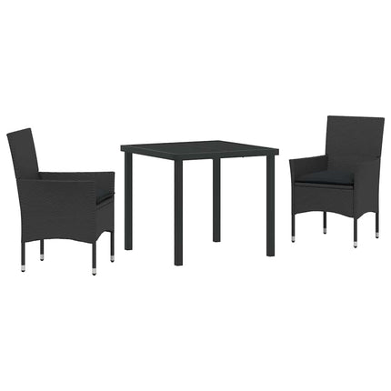Trädgårdsmöbelset med kudde 3 pcs Svart konstrotting