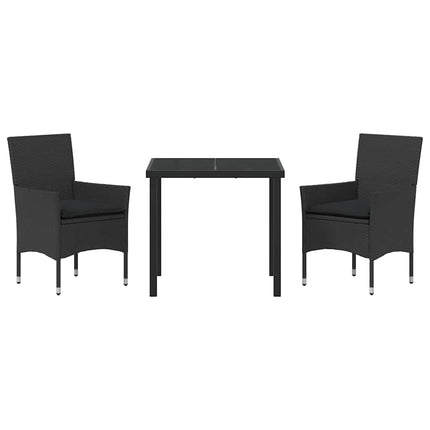Trädgårdsmöbelset med kudde 3 pcs Svart konstrotting