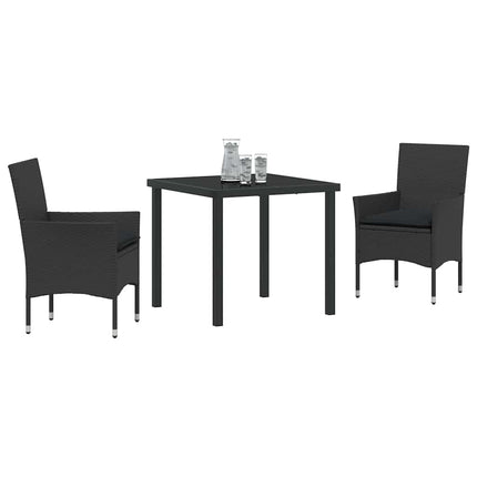 Trädgårdsmöbelset med kudde 3 pcs Svart konstrotting
