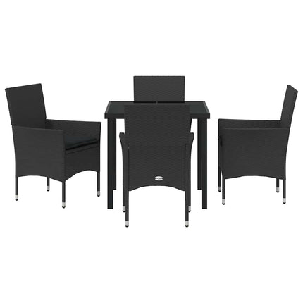 Trädgårdsmöbelset med kudde 5 pcs Svart konstrotting