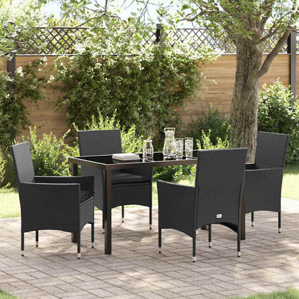 Trädgårdsmöbelset med kudde 5 pcs Svart konstrotting
