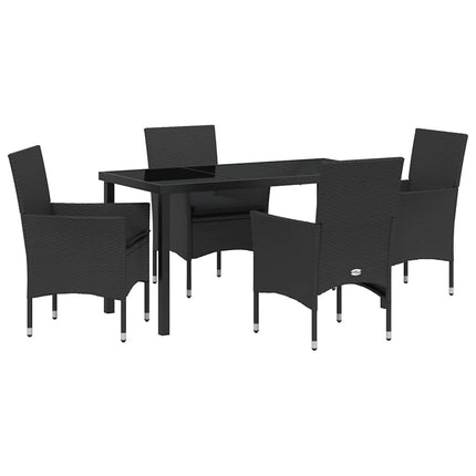 Trädgårdsmöbelset med kudde 5 pcs Svart konstrotting
