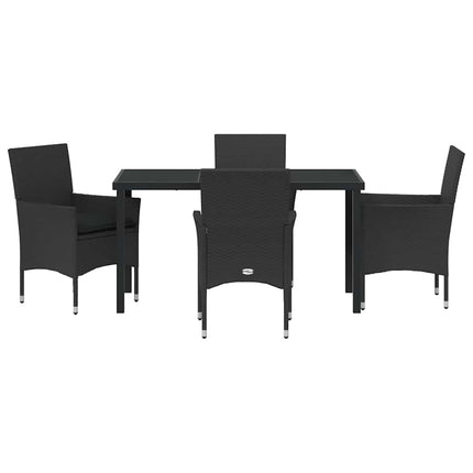 Trädgårdsmöbelset med kudde 5 pcs Svart konstrotting