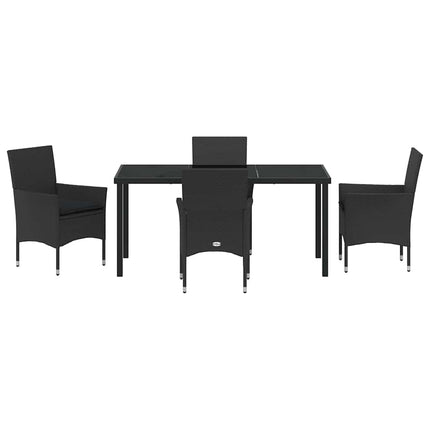 Trädgårdsmöbelset med kudde 5 pcs Svart konstrotting