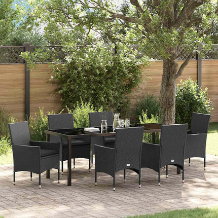Trädgårdsmöbelset med kudde 7 pcs Svart konstrotting