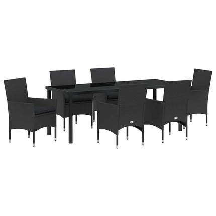 Trädgårdsmöbelset med kudde 7 pcs Svart konstrotting