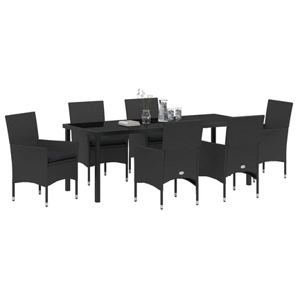 Trädgårdsmöbelset med kudde 7 pcs Svart konstrotting