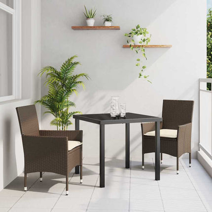Trädgårdsmöbelset med kudde 3 pcs Brun konstrotting