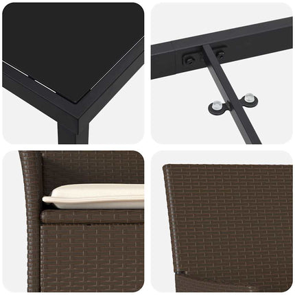 Trädgårdsmöbelset med kudde 9 pcs Brun konstrotting