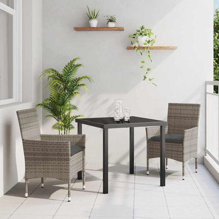 Trädgårdsmöbelset med kudde 3 pcs Grå konstrotting