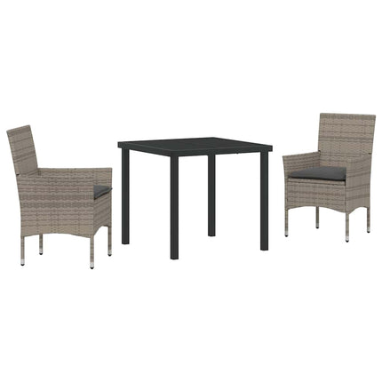Trädgårdsmöbelset med kudde 3 pcs Grå konstrotting